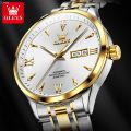 S_way OLEVS 9956 Mens Watch Original Fashion Automatic Mechanical Watch For Man Waterproof Luminous Reloj Hombre Dual Calendar Display. 