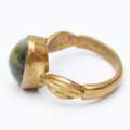 Cats Eye Green Stone Finger Ring for Unisex. 