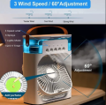 Portable Humidifier Air Cooler Mist Fan Mini Cooler for Home with 3 Speed Mode with Water Spray, 7 Color LED & Timer, USB Personal Cooler Desk Fan for Shop, Office, Kitchen. 