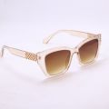 Peach Square Design Side Golden Sunglasses For Women. 