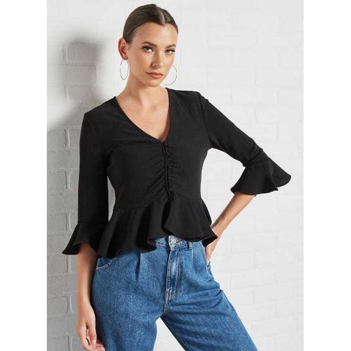 button up peplum top