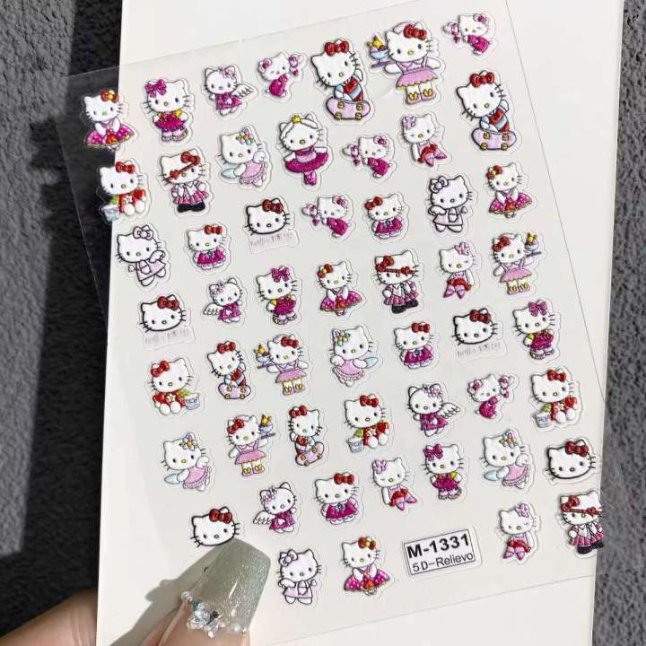 Pink%20Skirt%20KT%20Hello%20Kitty%20Cartoon%203D%20Relief%20Ins%20Style%20Girly%20Adhesive%20Nail%20Decals%20Cup%20Stickers%20-%20Image%202