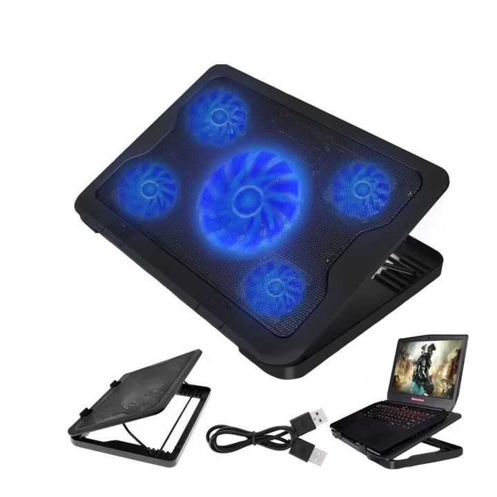 Laptop Cooling C5 With 5 Electric Fans 2 USB Ports And LED Lights For ...