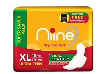 Niine%20Dry%20Comfort%20Extra%20Long%20Ultra%20Thin%20Sanitary%20Napkins%2015pads%20275mm%20-%20Image%202