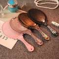 Creative Retro Makeup HD With Handle Women Bathroom Plastic Patterned Make Up Mirror Portable Handheld Antique Vanity. 