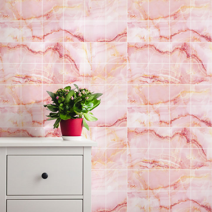 Artsy%20Home%20Elegant%20Pink%20Cana%20Marble%20Texture%20Cement%20Tile%20Wall%20Stickers,%2048pcs%20-%2010cm%20x%2010cm,%20New%20Home%20Decor%20Decals%20-%20Image%202