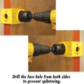 1Set New With Guide Template Door Lock Installation Kit Hand Tools Carbon Steel Knob Hole Drilling Tool Yellow For Door Knob Lock Door Drill Kit. 