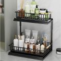 Multifunctional Carbon steel Under Sink Organiser Upgraded 2 Tier Kitchen Organizer Black/White Sink Storage Shelf Bathroom. 