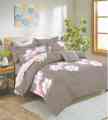 Greyish Floral Printed Vella Cotton King Size Bedsheet and Two Pillow Covers. 