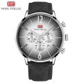MINI FOCUS Luxury Genuine Leather Strap Waterproof Fashion Casual Business Chronograph Wrist Watch. 