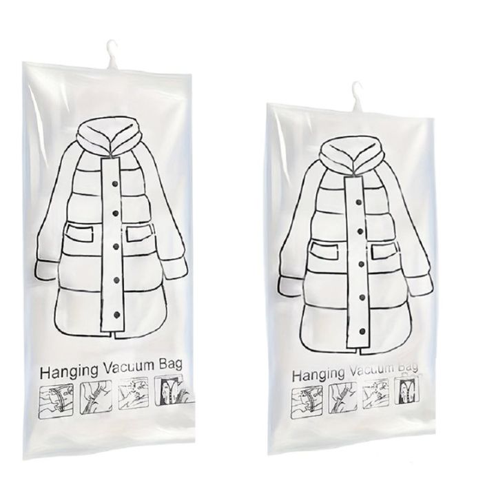 Vacuum Sealer Bags 8pcs Hanging Design for Clothes, Suits, Jackets-Wardrobe Organizer with Storage Capacity