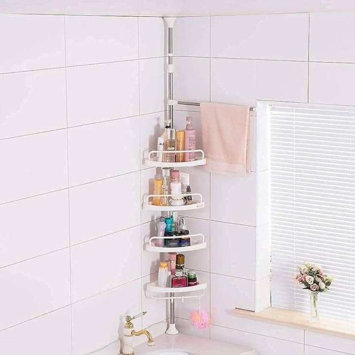 Bathroom Corner Shelf, Corner Rack, Adjustable Height Bathroom Rack