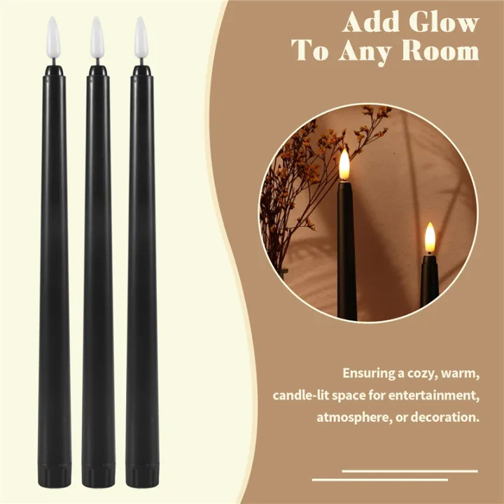 NAMUNY%206Pcs%20Flameless%20Black%20Taper%20Candles%20Flickering%20with%2010-Key%20Remote%20Timer,%20Battery%20Operated%20LED%20Candlesticks%20Window%20Candles%20-%20Image%205