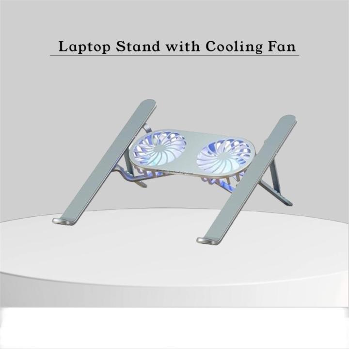 Laptop Stand with Cooling Fans, Aluminum Foldable and Portable Notebook Ventilated Cooling Stand Holder