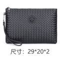 New Men's Woven Clutch Large Capacity Soft Leather Handbag Envelope Trendy Business Men's Bag Live Supply. 