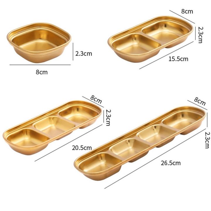 /2/3/4 Compartment Home Stainless Steel Kitchen Vinegar Spice Plates Sauce Dish Seasoning Container Condiment Tray