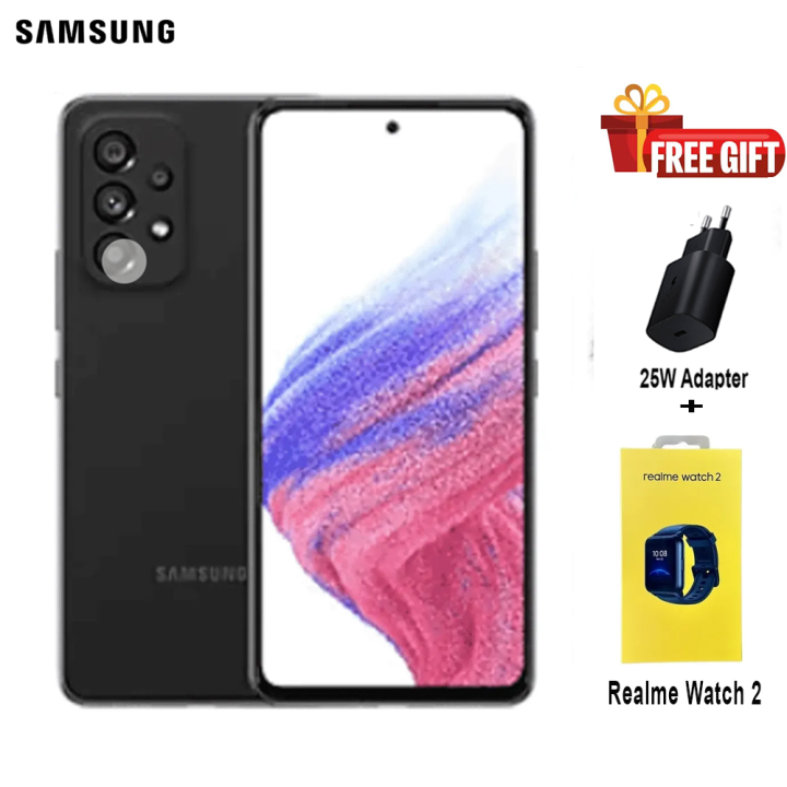 Samsung Galaxy A53 5G (8GB+128GB) II 6.5" Super AMOLED Display With 25W Power Adapter & Realme Watch 2