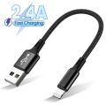 X-HANZ 25cm USB Data Cable USB A To 8Pin 2.4A Fast Charging Cable Safe TPE Phone Charge Short Cord For iPhone Power Bank Cable. 