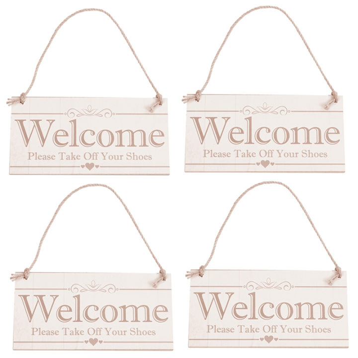 4X Welcome Please Your Shoes Hanging Plaque Sign House Porch Decor Gift