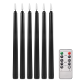 NAMUNY 6Pcs Flameless Black Taper Candles Flickering with 10-Key Remote Timer, Battery Operated LED Candlesticks Window Candles. 