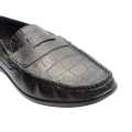 Black None Lace Loafer Crocodile pattern Formal Leather Shoes For Boys. 