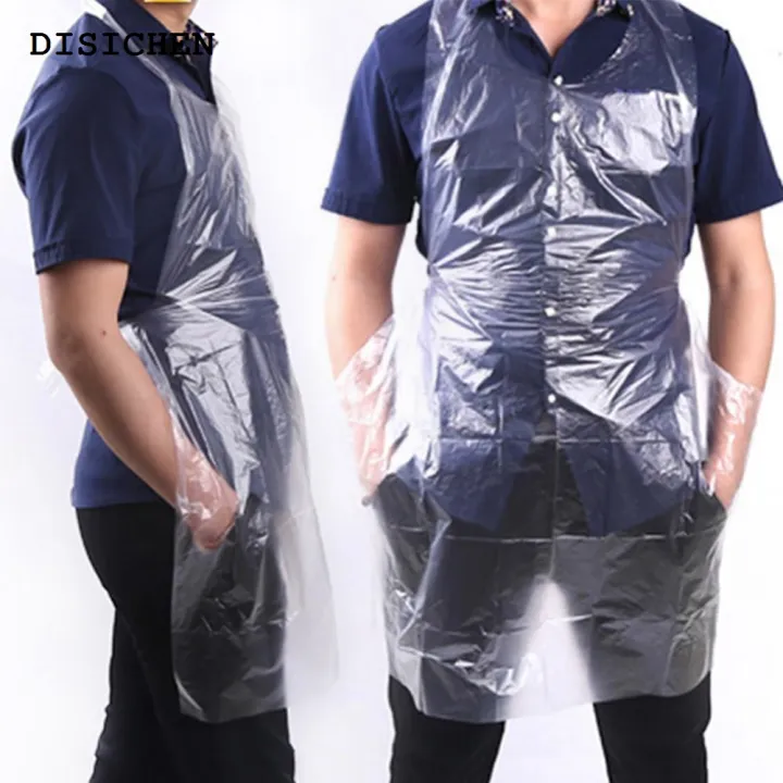 DISICHEN%20Fashion%20Apron%2050/100Pcs%20Kids%20Adults%20Plastic%20Disposable%20Anti%20Oil%20Stain%20Cooking%20Painting%20Apron%20-%20Image%203
