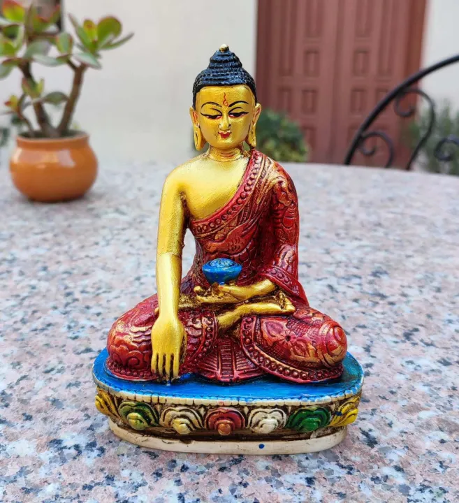 Artist%20Painted%20Buddha%20Statue(6%20Inch%20Height)/Gold%20Color/Hand%20Made/Hand%20Painted/Resin%20-%20Image%202