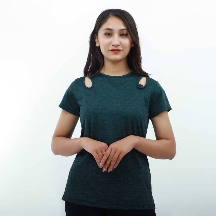 Labels%20Green%20Polyester%20Keyhole%20Top%20For%20Women%20LA%20T%200017-0020%20-%20Image%202