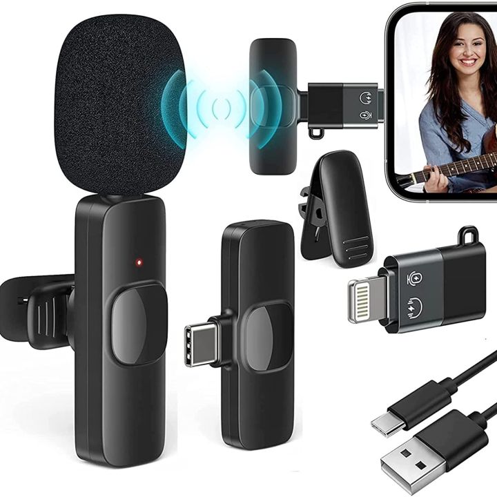 2 In 1 K8 Wireless Recording Microphone For Type-C And iPhone Mobile Phones