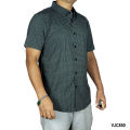 VIRJEANS (VJC850) Silk Stretchable Summer Shirt For Men - ( Check Silk Half Shirt ) Olive Green. 