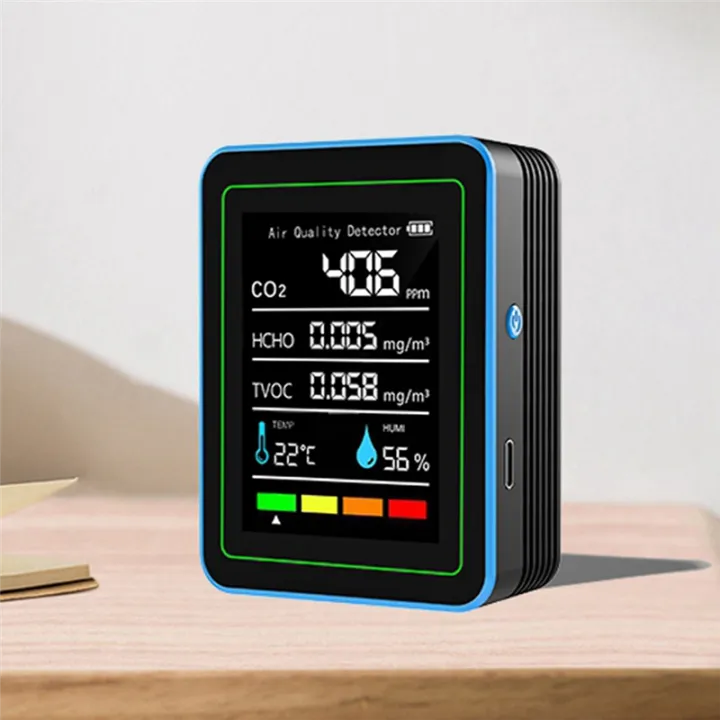 Nullmul%205%20in%201%20Air%20Quality%20Monitor%20TVOC%20HCHO%20Temperature%20Humidity%20CO2%20Meter,%20USB%20Rechargeable%20CO2%20Detector%20Black%20-%20Image%203