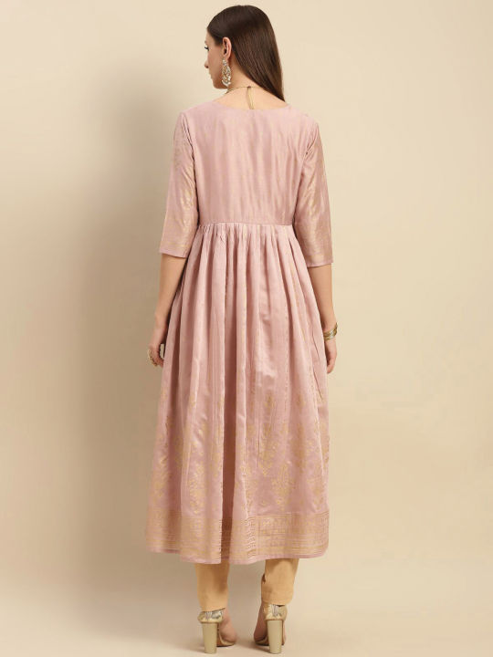 Kiva%20Printed%20Calf%20Length%20Partywear%20Kurtha%20for%20Women%20With%20Gathers%20At%20Side%20-%20Image%206