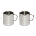 Set of 2 Stainless Steel Double Walled Coffee Mug. 