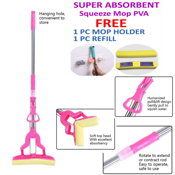 Magic%20Namaste%20Mop%20PVA%20Best%20For%20Home%20Office%20Floor%20Cleaning%20Telescopic%20Steel%20Handle%20wth%20Fr%201%20pc%20Refill%20&%20Mop%20Holder%20-%20Image%202