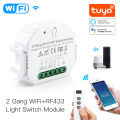 Tuya Mini Switch 2 Channels Smart WiFi + RF433 with Remote Control. 