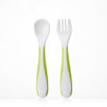 Mini Bi Color Plastic Baby Feeding Fork And Spoon Set Sensitive Plastic PP Color Change Baby Food Feeding Spoon 2 PCS Set. 