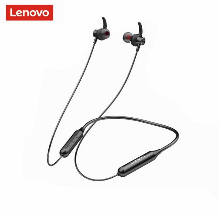 H201 bluetooth V5.0 Headphones HIFI Stereo Magnetic Metal Cavity Earphone Wireless Neckband Sports Headphones with Mic - Red