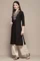 Biba Black Cotton Straight Kurta For Women. 