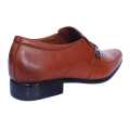 Brown Leather None Lace  Clip on  Black Horse  Formal Shoes For Men. 
