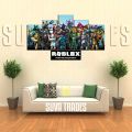5 Panel Roblox Wall Hang Game Canvas Print With Wooden Frame by Suva Trades. 