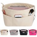1Pcs New Storage Bags Insert Cosmetic Bag Portable with Zipped Top Linner Bag Felt Multi-Pocket Handbag Organizer Women. 