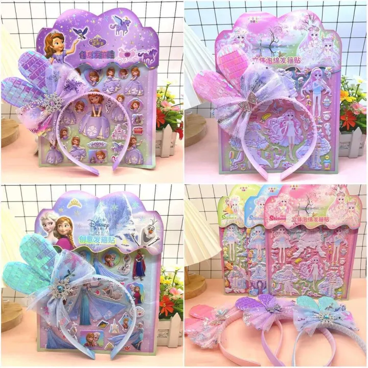 New%20Childrens%20Rabbit%20Ear%20Headband%20Furong%20Leather%20Three-dimensional%20Bubble%20Girl%20Princess%20Dress%20Up%20Cartoon%20Sticker%20Gift%20-%20Image%206