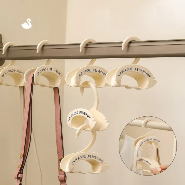New%20Cute%20Swan%20Shaped%20Handbag%20Hangers%20Saving%20Space%20Multifunction%20Bag%20Hanger%20Hook%20Cream%20Color%20Stackable%20Clothes%20Rack%20For%20Hat%20Silk%20Scarf%20-%20Image%204