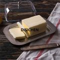 DISICHEN 1 Pcs Stainless Steel Butter Dish with Plastic Lid Bread Dessert Plate Cheese Storage Keeper Tray Kitchen Tools Butter Plates Affordable. 