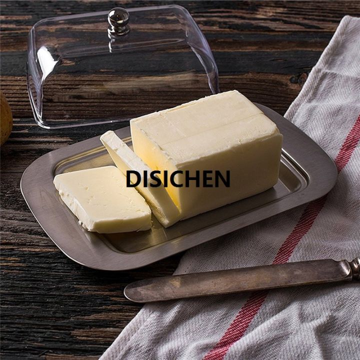 DISICHEN%201%20Pcs%20Stainless%20Steel%20Butter%20Dish%20with%20Plastic%20Lid%20Bread%20Dessert%20Plate%20Cheese%20Storage%20Keeper%20Tray%20Kitchen%20Tools%20Butter%20Plates%20Affordable%20-%20Image%203