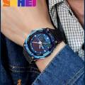 SKMEI 1049 New Fashion Sports Multifunction Solar Power Dual Display Outdoor Waterproof Digital Watch For Men  - Black/Blue. 