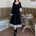 Early Autumn 2023 New Women's Online Celebrity Street Bow Tight Waist Lace Puff Sleeve Dress Princess Dress. 