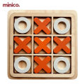 Minico Classic Tic Tac Toe Wooden Board Game – Educational & Strategy Game for Kids & Family | Travel-Friendly & Durable XO Puzzle Game (14cm x 14cm) Color May Vary. 