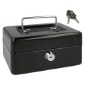 Locking Metal Cash Box with Removable Coin Tray and Key Lock 150X120X8mm. 