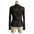 Y2K Slim Fit T-Shirts for Women Long Sleeve High Neck Tops Mesh Stretchy Going Out Tops Fashion Shirt Black XXL. 